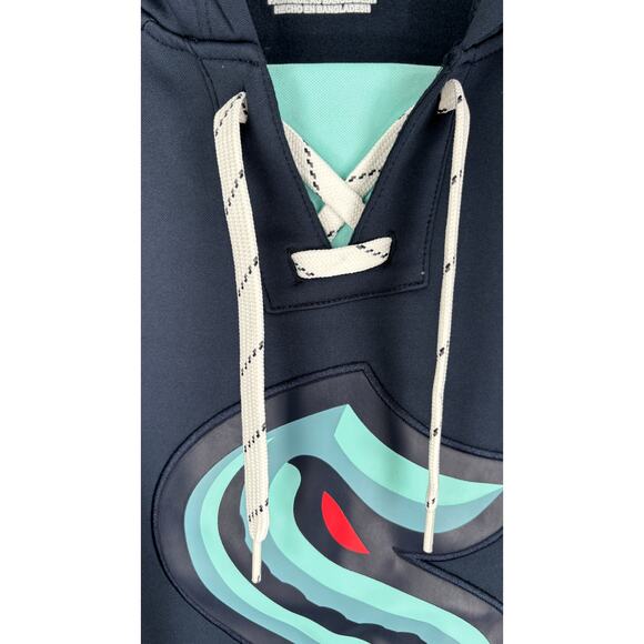 Fanatics Deep Sea Blue Seattle Kraken Powerplay Warrior Pullover Hoodie Mens 2X - Picture 2 of 9